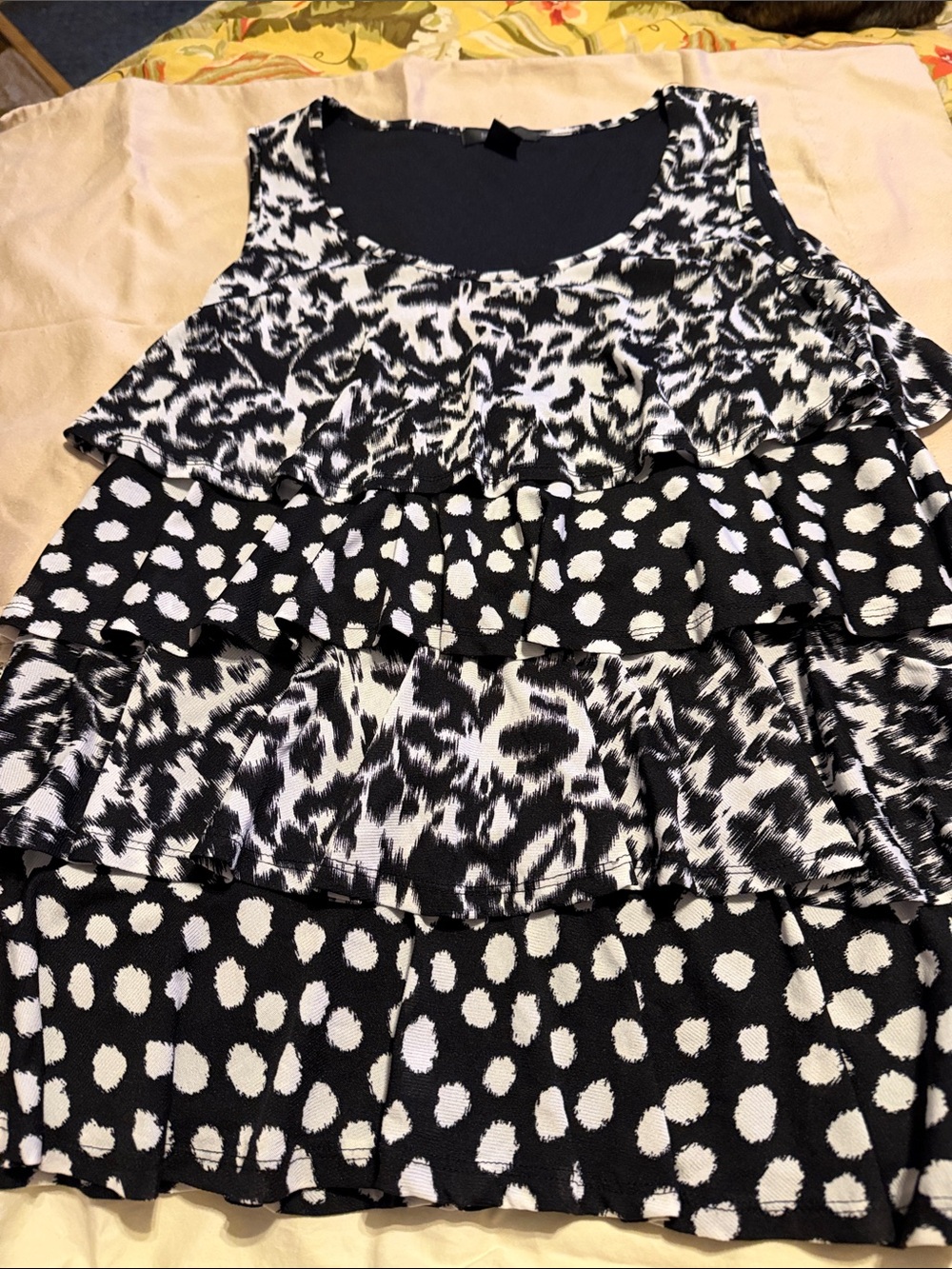 Style & Co. Black and White Tiered Ruffle tank top
